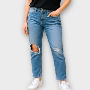 AG Adriano Goldschmied Size 27R Straight Leg Distressed Denim Jeans